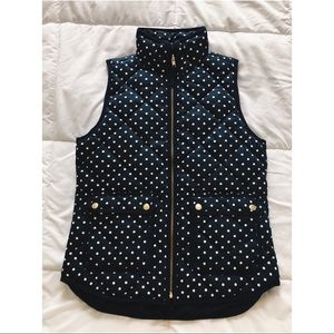 J. Crew Navy Polka Dot Vest Xs - image 1